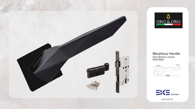 ORO & ORO 079-15E+S7260-24S+SKNC-70 Morpheus Handle On Square Rose, Mortise Sash Lock, Cylinder (Black)