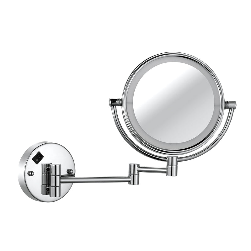 Valor Round Wall Mirror with Light (Material-brass, Color-chrome)