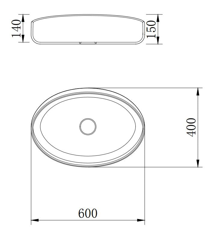 Valor Delja Oval Countertop Basin Gray with Pop-up 500x360x135mm (Material-pmma, Color-gray)