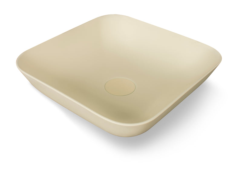 Valor Delja Square Countertop Basin Vanilla with Pop-up 350x350x120mm (Material-pmma, Color-light beige)