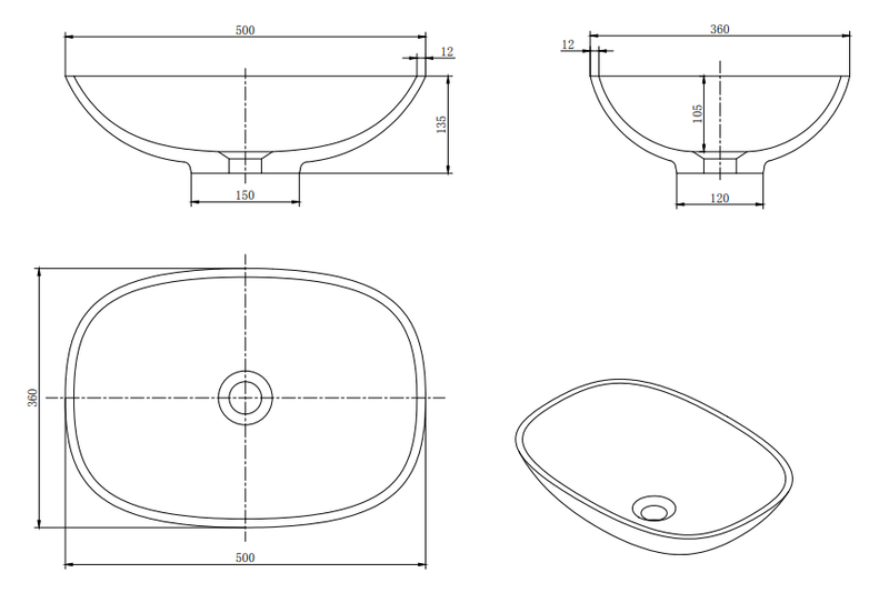 Valor Delja Rectangle Countertop Basin Mocha with Pop-up 500x360x135mm (Material-pmma, Color-tulip)