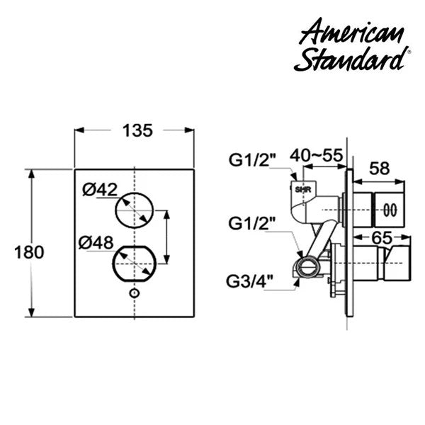 American Standard ACACIA BATHMIXER In-wall 2135