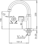 COTTO LAVATORY FAUCET ^CT1076C30X Leto sgl basin fct
