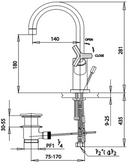 COTTO LAVATORY FAUCET ^CT239C19 CROSS SER. BASIN MXR