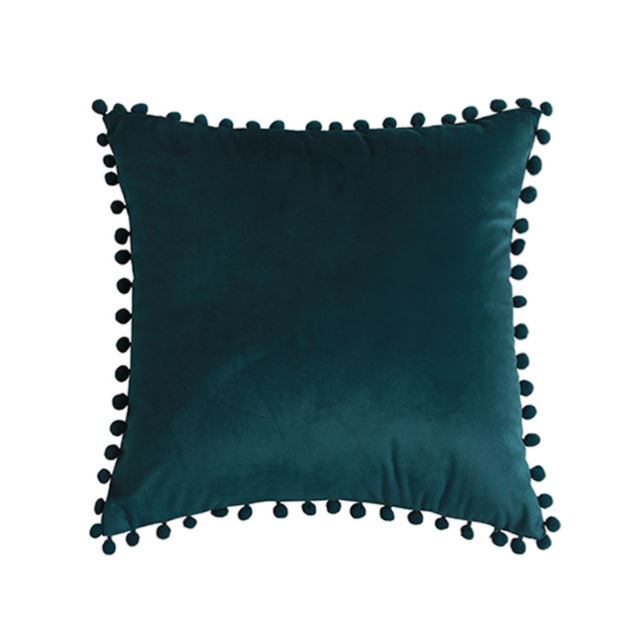 Pom Throw Pillow Cover 45x45 - Emerald Green