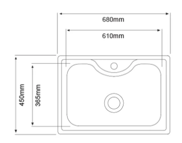 Creston S/S Kit. Sink W/Fit. CK6845 27"x18"sgl bowl