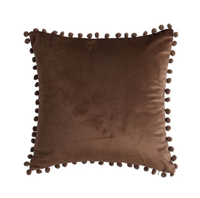 Pom Throw Pillow Cover 45x45 - Choco