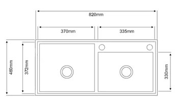 Creston S/S Kit. Sink W/Fit. CK8246HO double bowl w/fitting