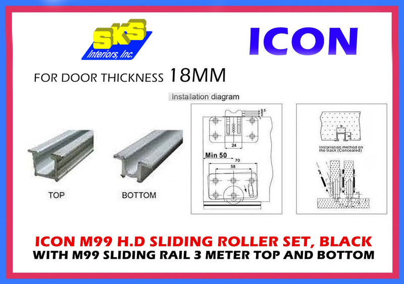 Icon Sliding Railing ICON TRACK RAIL M99 sliding rail top&bottom 3m