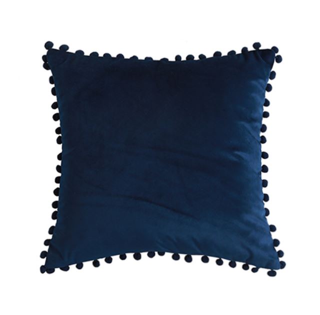 Pom Throw Pillow Cover 45x45 - Navy Blue