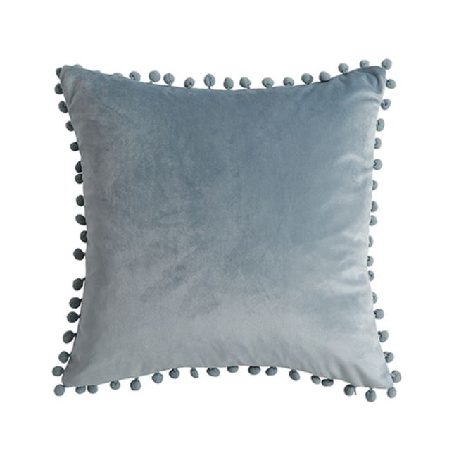 Pom Throw Pillow Cover 45x45 - Gray