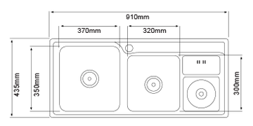 CRESTON S/S KIT. SINK  W/FIT. CK9143 910X430X210 2B W/WSTBN