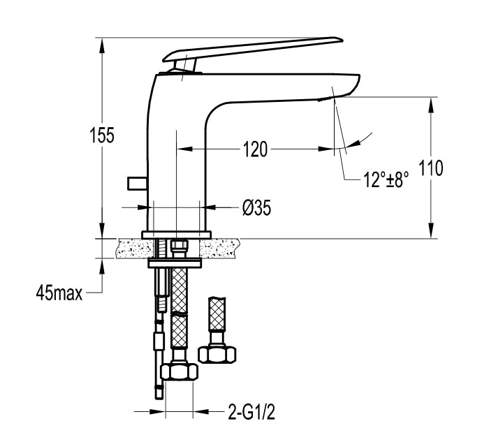 FLOVA LAVATORY FAUCET FH8206-D90 sgl lvr monobloc