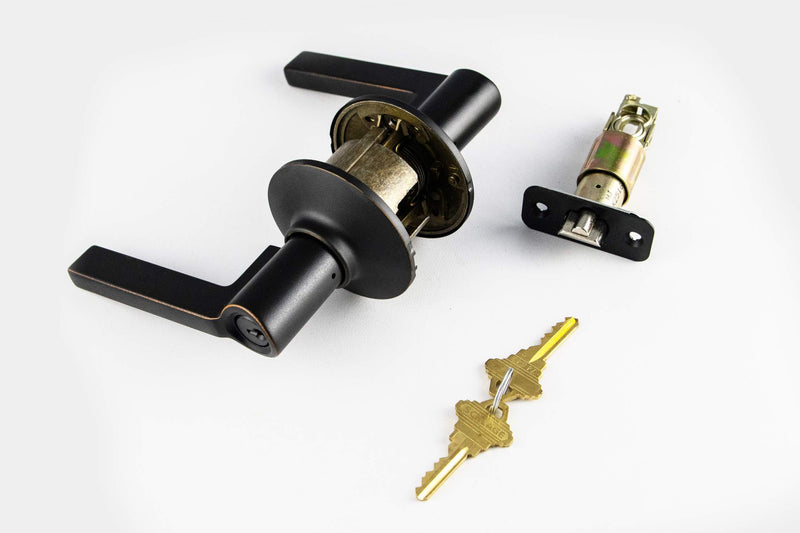 Schlage Lever Lockset Regular Series F51 Latitude 716 Aged Bronze Black