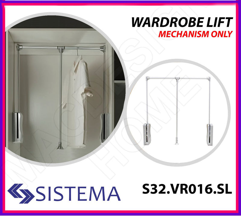 SISTEMA wardrobe lift hanger rod s32.vro16.cp 20kg. chrome pldt