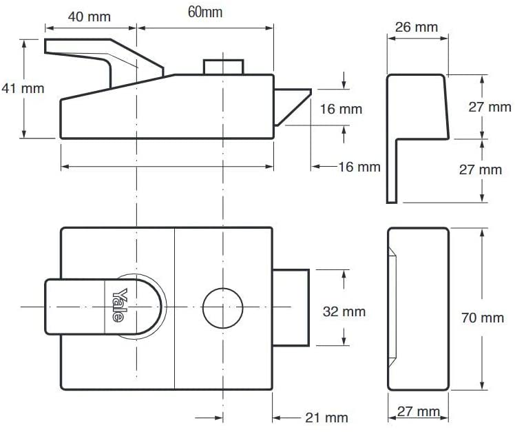 YALE NIGHTLATCH P89-DMG-PB-60 Double Locking gray