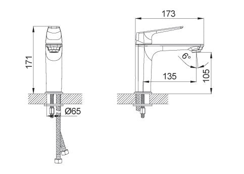 HCG LAVATORY FAUCET LF16481PX Marsh Mixing Faucet