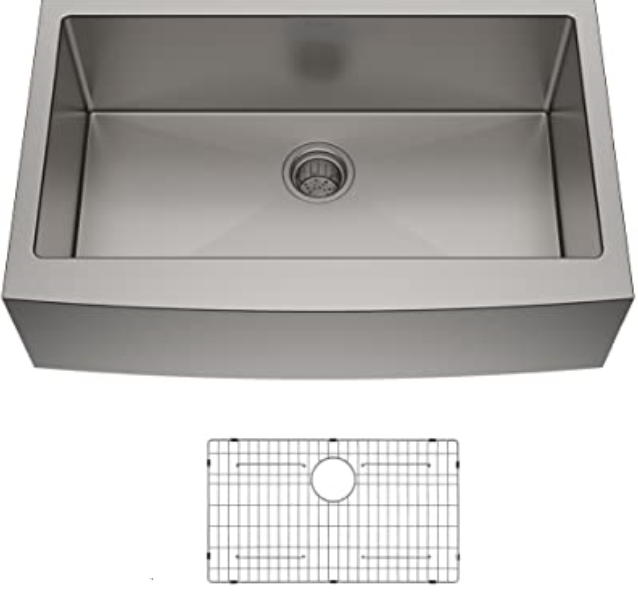 PRIMY FARMHOUSE 4171F-BG 1B Kitchen Sink 30"x21"x10"  With Bottom Grid C6D Strainer & Complete Fittings