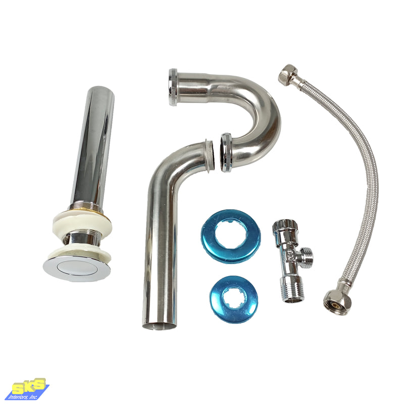 American Standard Stainless P-Trap with pop-up Flexible Hose and Angle Valve 15200000
