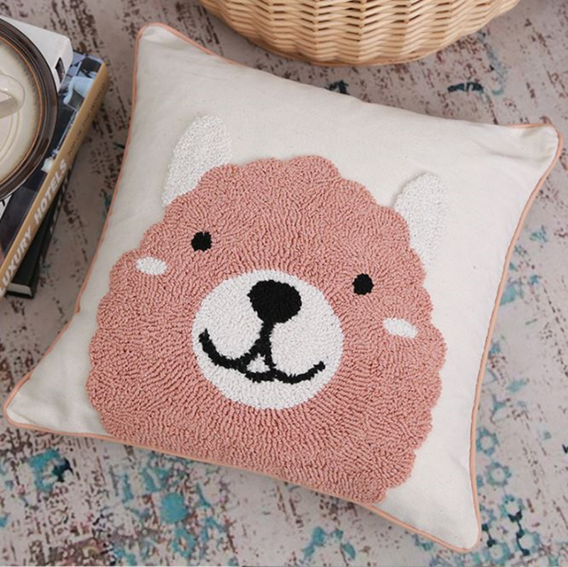 Bear Hugs Throw Pillow Cover - Salmon 45x45