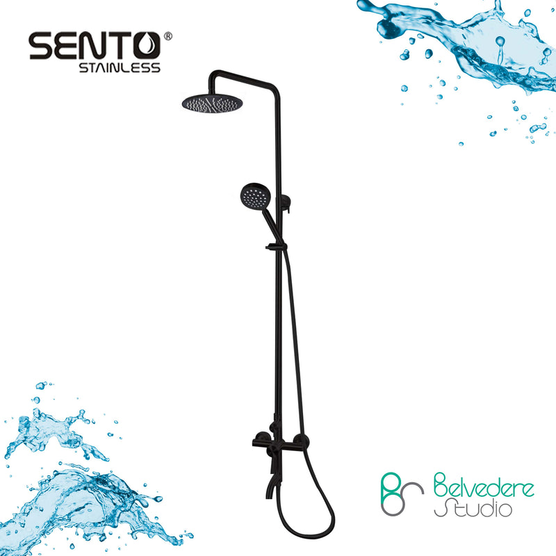 SENTO G-76BK Bath Mixer Shower Pipe Set, Black