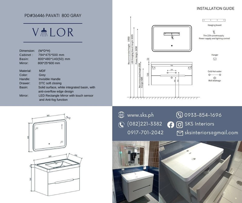 Valor Pavati 800 Gray Bath Vanity Set