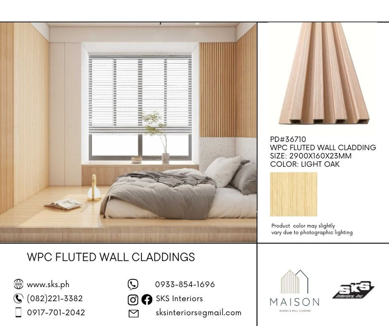 MAISON WPC Fluted Wall Panel Cladding 2900x160x23MM - Light Oak
