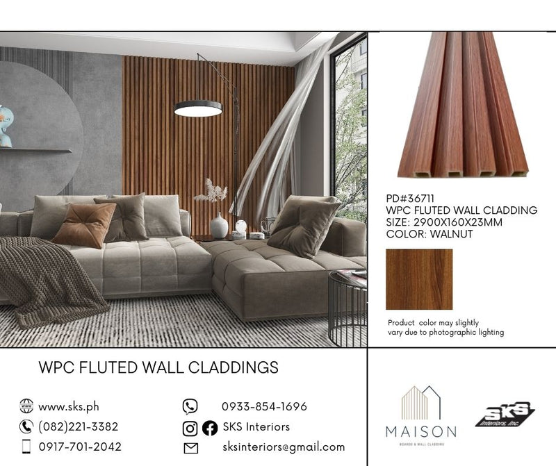 MAISON WPC Fluted Wall Panel Cladding 2900x160x23MM - Walnut