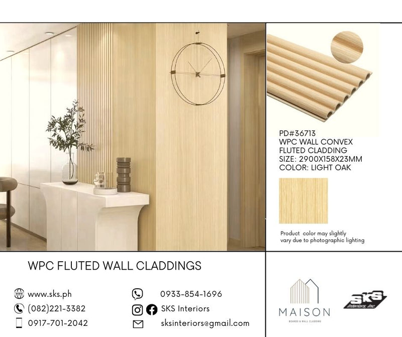 MAISON WPC Fluted Convex Wall Panel Cladding 2900x158x15MM - Light Oak