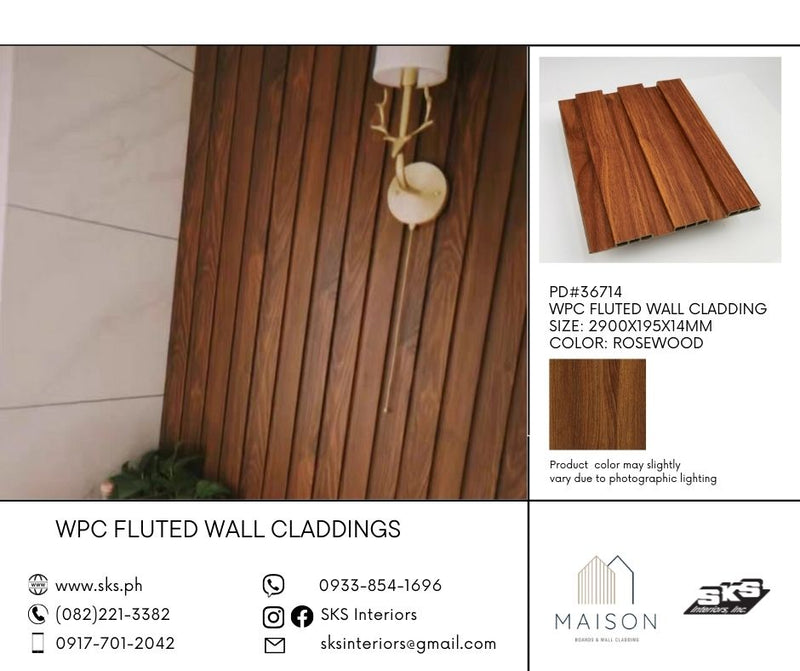 MAISON WPC Fluted Wall Panel Cladding 2900X195X14MM - Rosewood