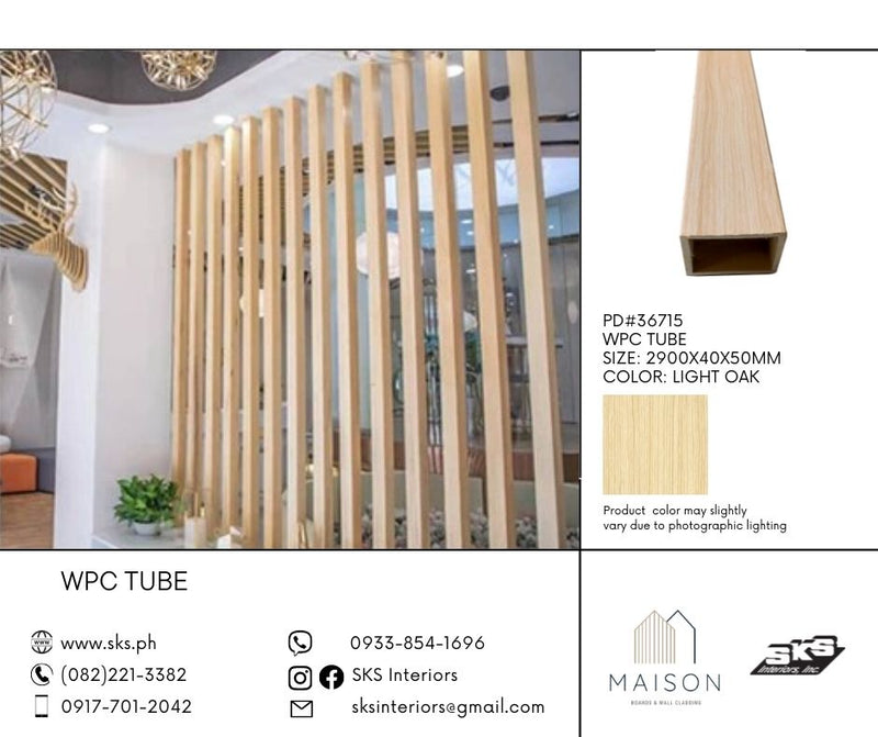 SKSTube-40 BXZW WPC Tube 2900X40X50MM - Light Oak