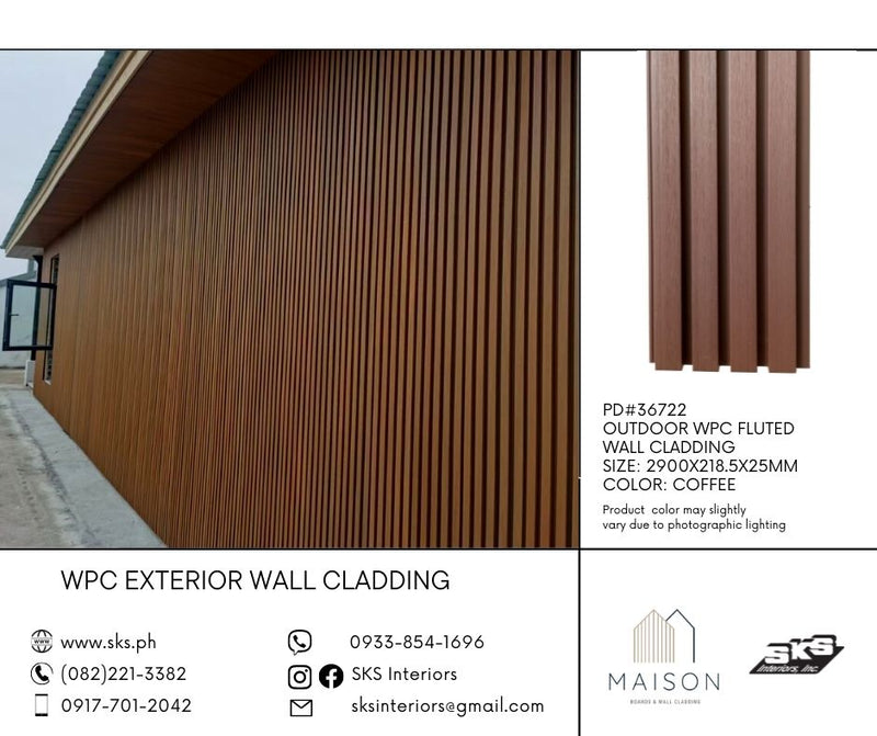 MAISON Outdoor WPC Fluted Wall Panel  Cladding 2900x218.5x25mm - Coffee
