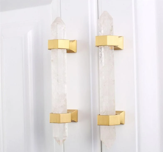 White Crystal Drawer Pull Handle