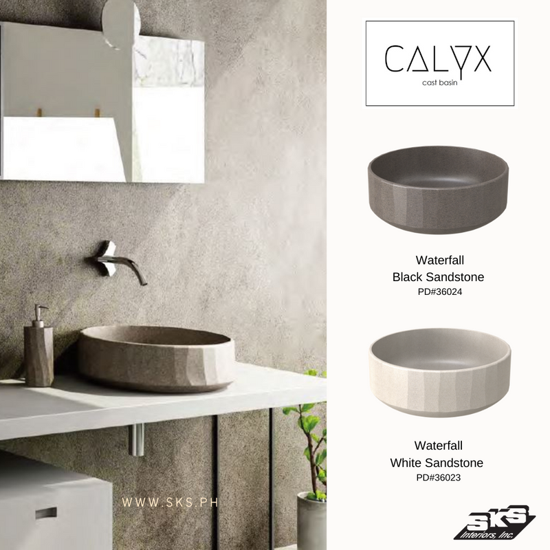 Calyx Cast Basin  Waterfall  Black Sandstone  420x150mm