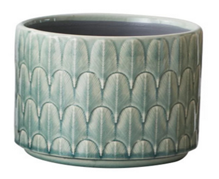 Art Deco Feather Pot (Mint) 12X12X10.5CM