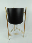 Linnea Metal Planter Set Black Gold Stand 50cm