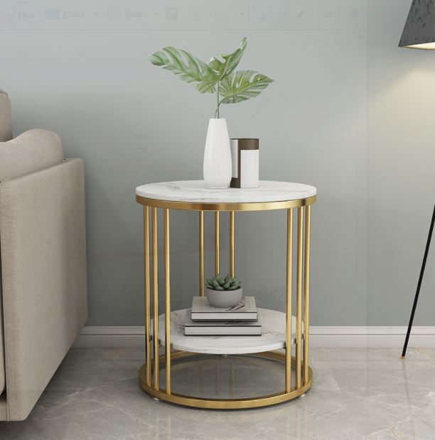 Dakota Side Table White Gold