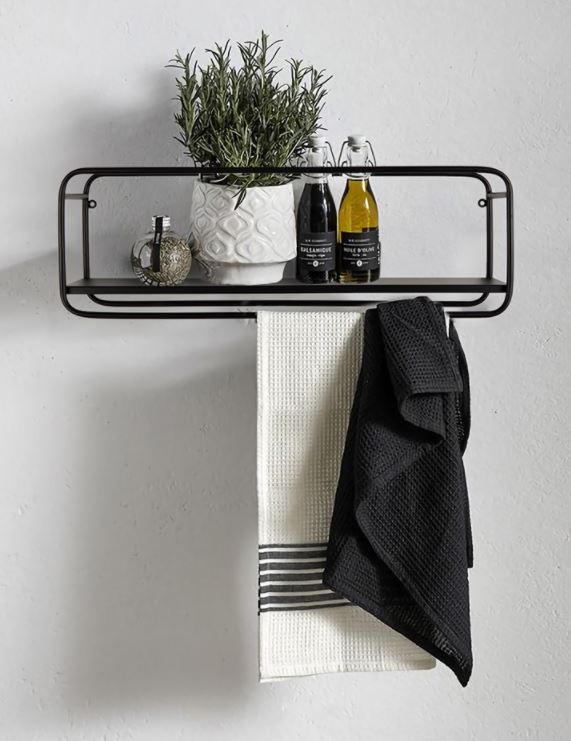 Florence Towel Rack with Shelf Black