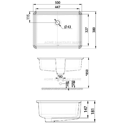 ^American Standard UTC Lav. Thin Edge 500mm F514 white