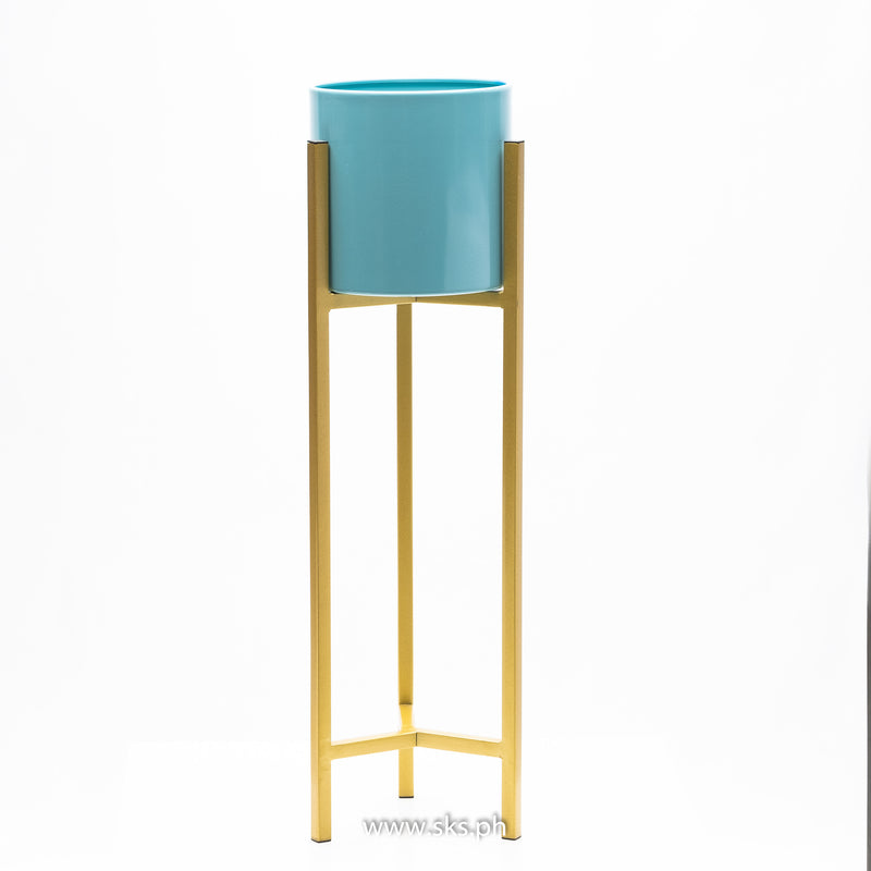 Senara Metal Floor Standing Planter - BLUE