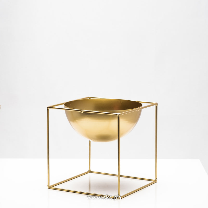 Cubic Metal Planters (Set of 2 - Gold )