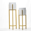 Senara Metal Floor Standing Planter - White