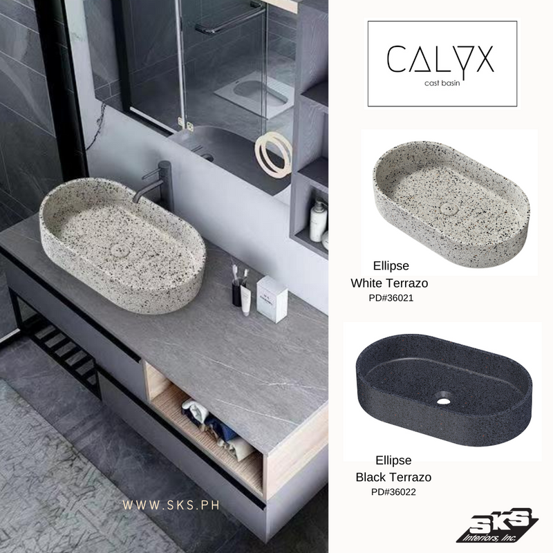 Calyx Cast Basin  Ellipse  Black Terrazo