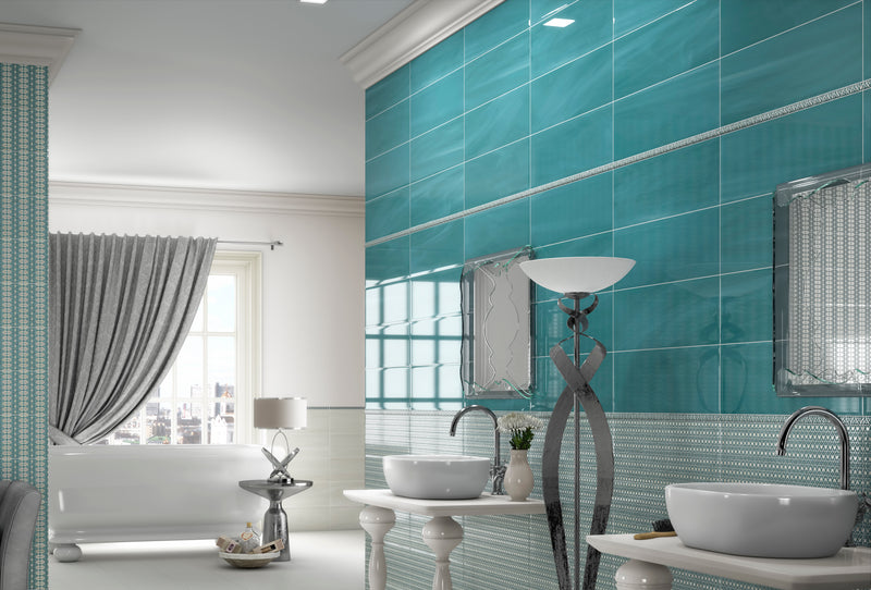 Saloni Tiles Vetro Series Wall 20x60 Azul