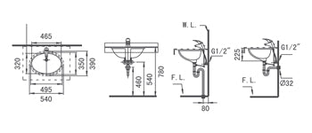 HCG UNDERCOUNTER MIRANDA LAVATORY L347 white